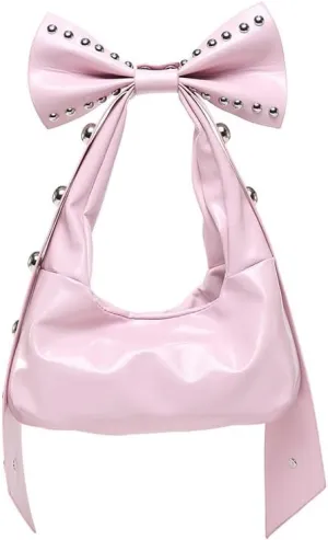Trendy Studded Purses Y2K Bow Shoulder Bag Tote Bag Purse for Women Bow Knot Clutch Purse Hobo Handbag Purse 2025