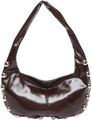 Trendy Studded Shoulder Bag For Women Vegan Leather Underarm Purse Y2K Womens Crescent Handbag Designer Punk Purse 2025