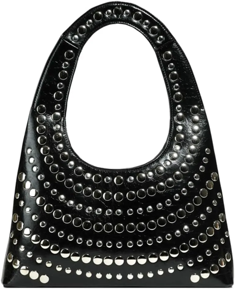 Trendy Studded Shoulder Bag For Women Vegan Leather Underarm Purse Y2K Womens Tote Bag For Work Punk Purse Travel 2025