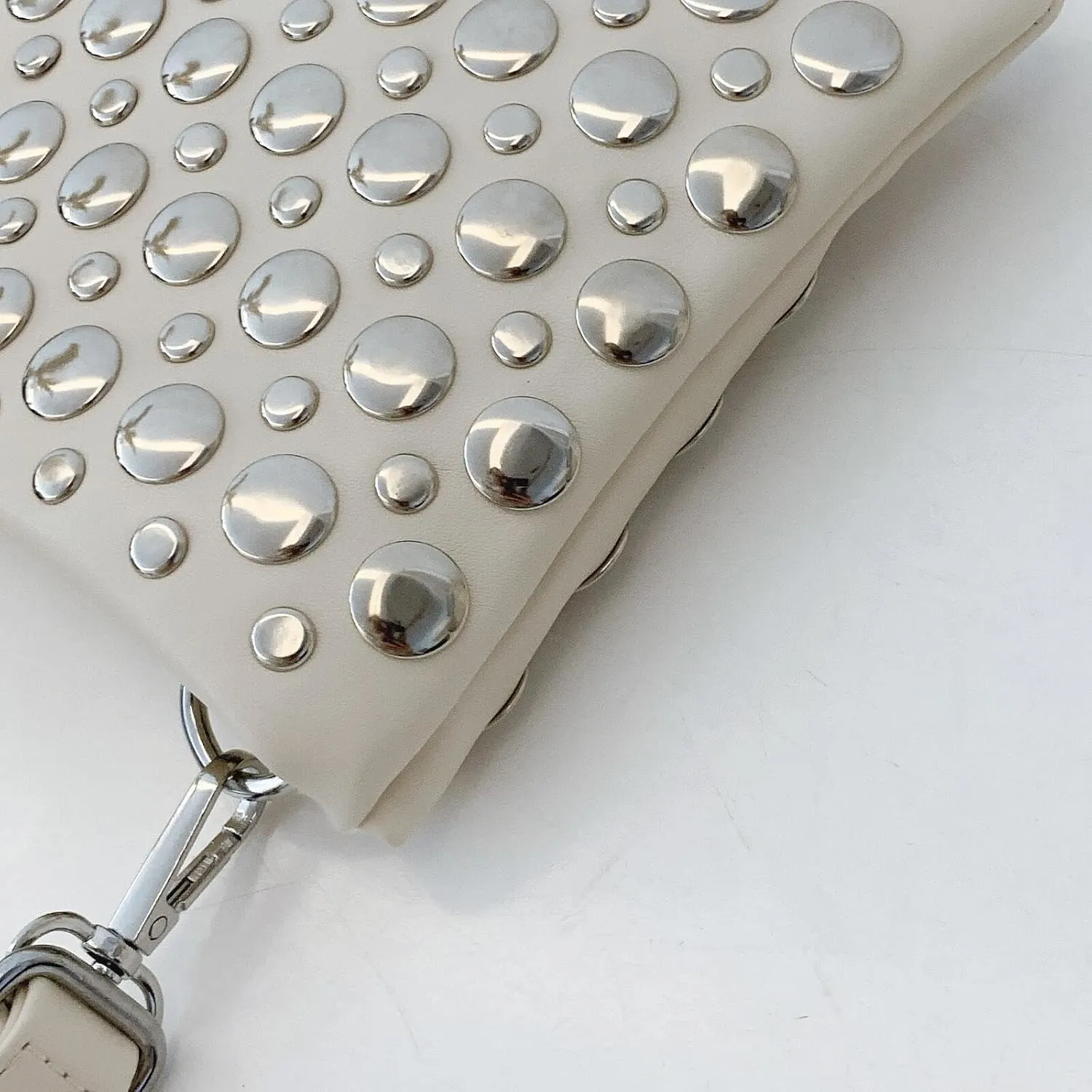Trendy Studded Shoulder Crossbody Bag for Women Vegan Leather Satchel Handbag Rivets Tote Purse