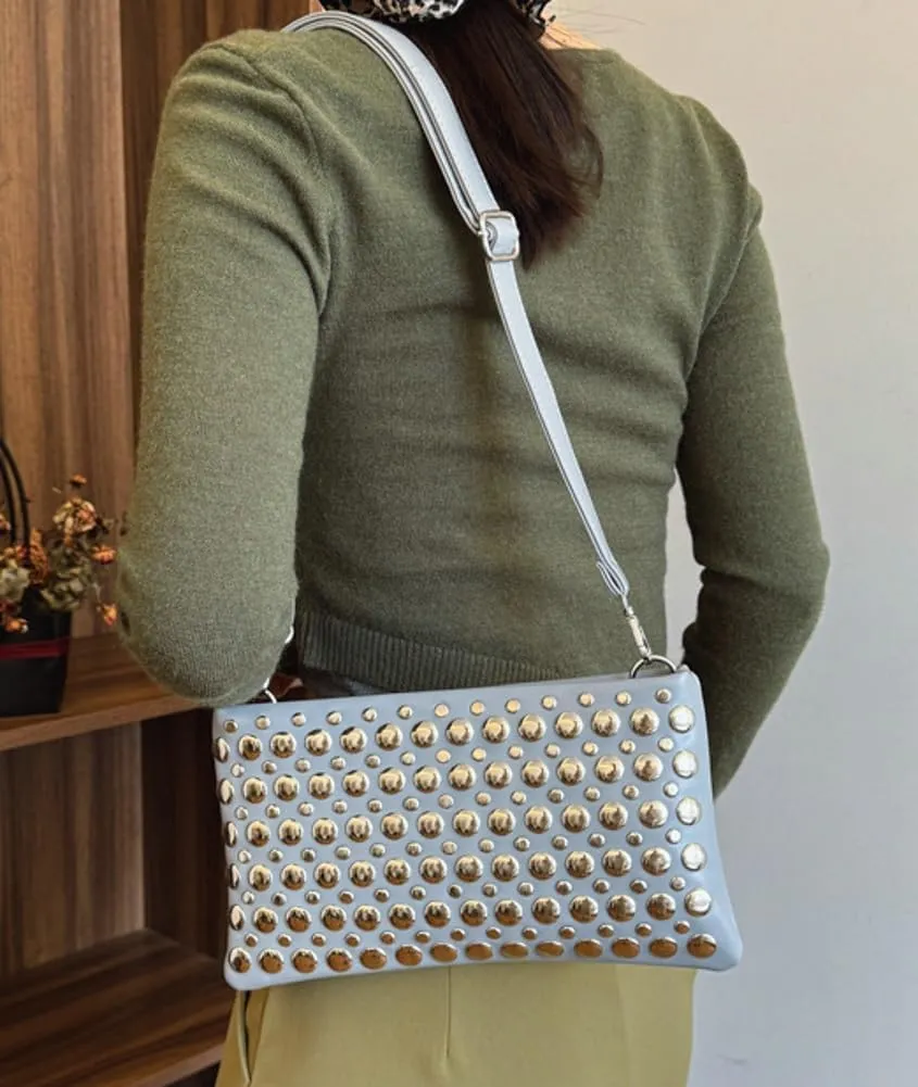 Trendy Studded Square Bag For Women Vegan Leather Evening Purse Y2K Womens Crossbody Bag For Work Punk Purse with Zipper 2025