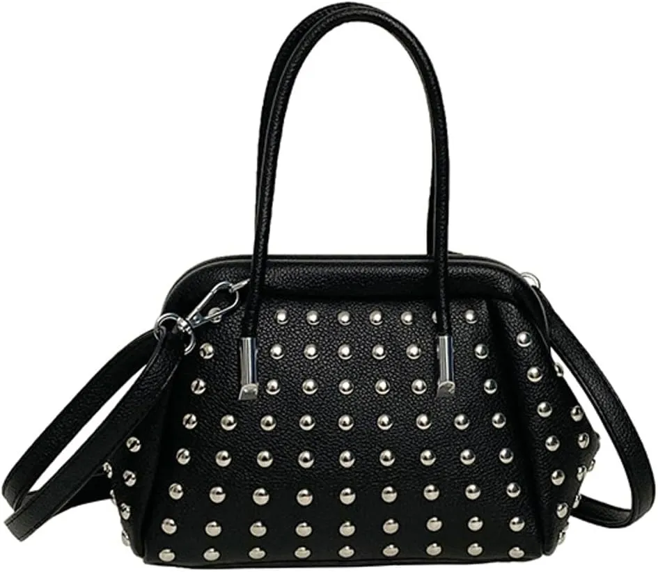 Trendy Studded Top-handle Bag For Women Vegan Leather Evening Purse Y2K Womens Crossbody Bag Punk Dumpling Purse 2025