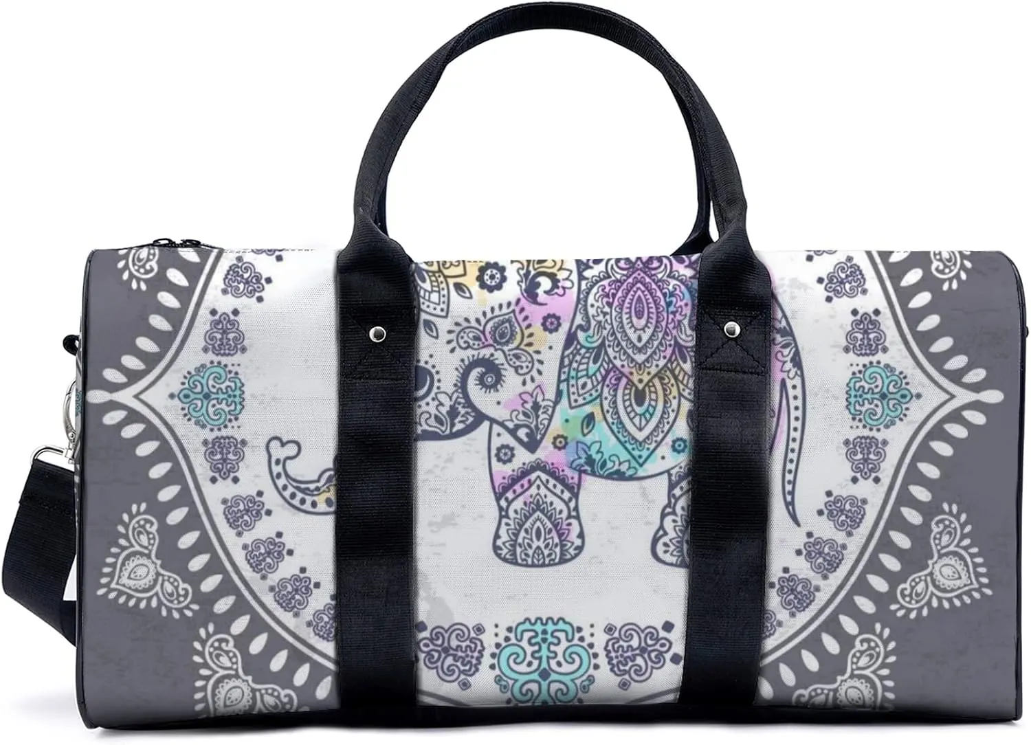 Tribal Elephant Duffel Bag Travel Yoga Camping Gym Shoulder Bags Sports Handbag Lightweight canvas Tote Bag Holdall for Men Women