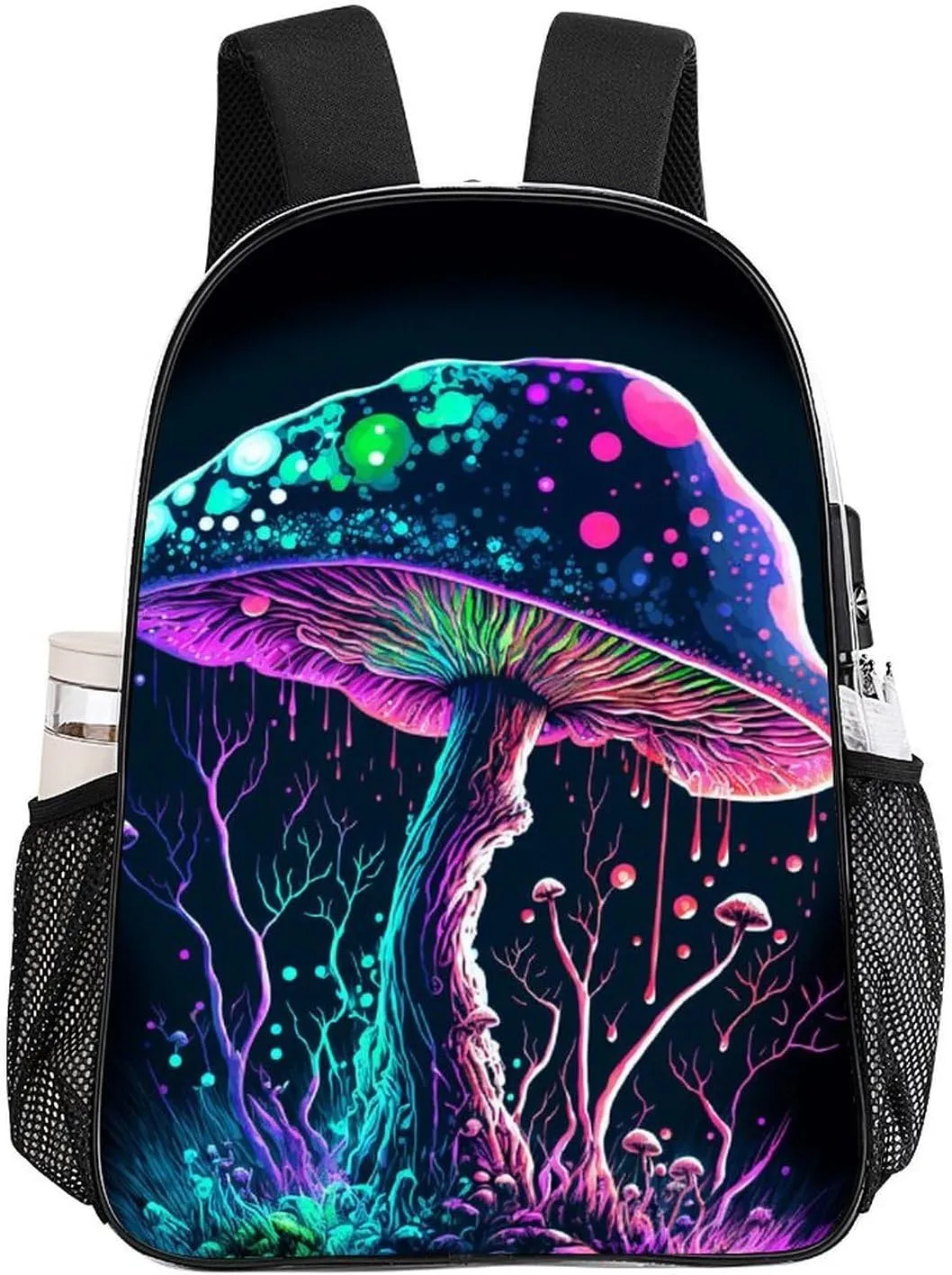 Trippy Mushroom Art Daypack Lightweight Multipurpose Anti-Theft Shoulder Bag Large Capacity Laptop Book Bag Rucksack Transparent Bag