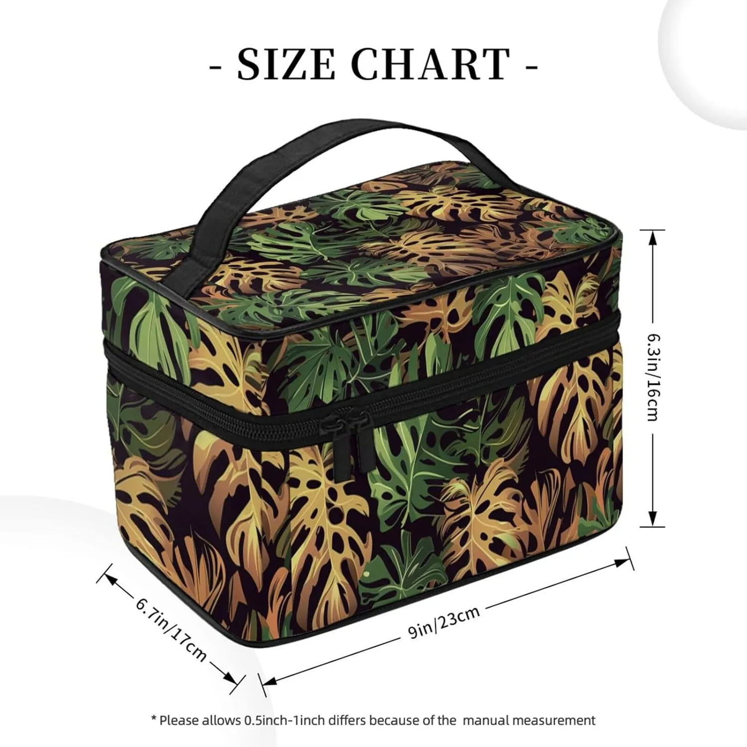Tropical Palm Leaf Makeup Bag for Women Travel Cosmetic Bag Large Makeup Case Portable Toiletry Skincare Organizer Bag