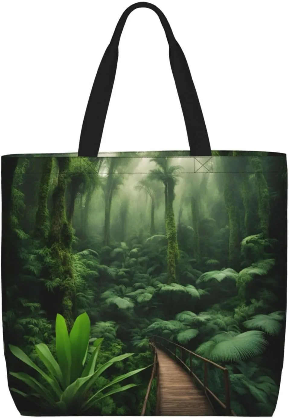 Tropical Rainforest print Women Tote Bags with Inner Bag Handbags with Pattern for Shopping Office