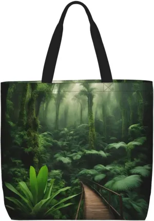 Tropical Rainforest print Women Tote Bags with Inner Bag Handbags with Pattern for Shopping Office