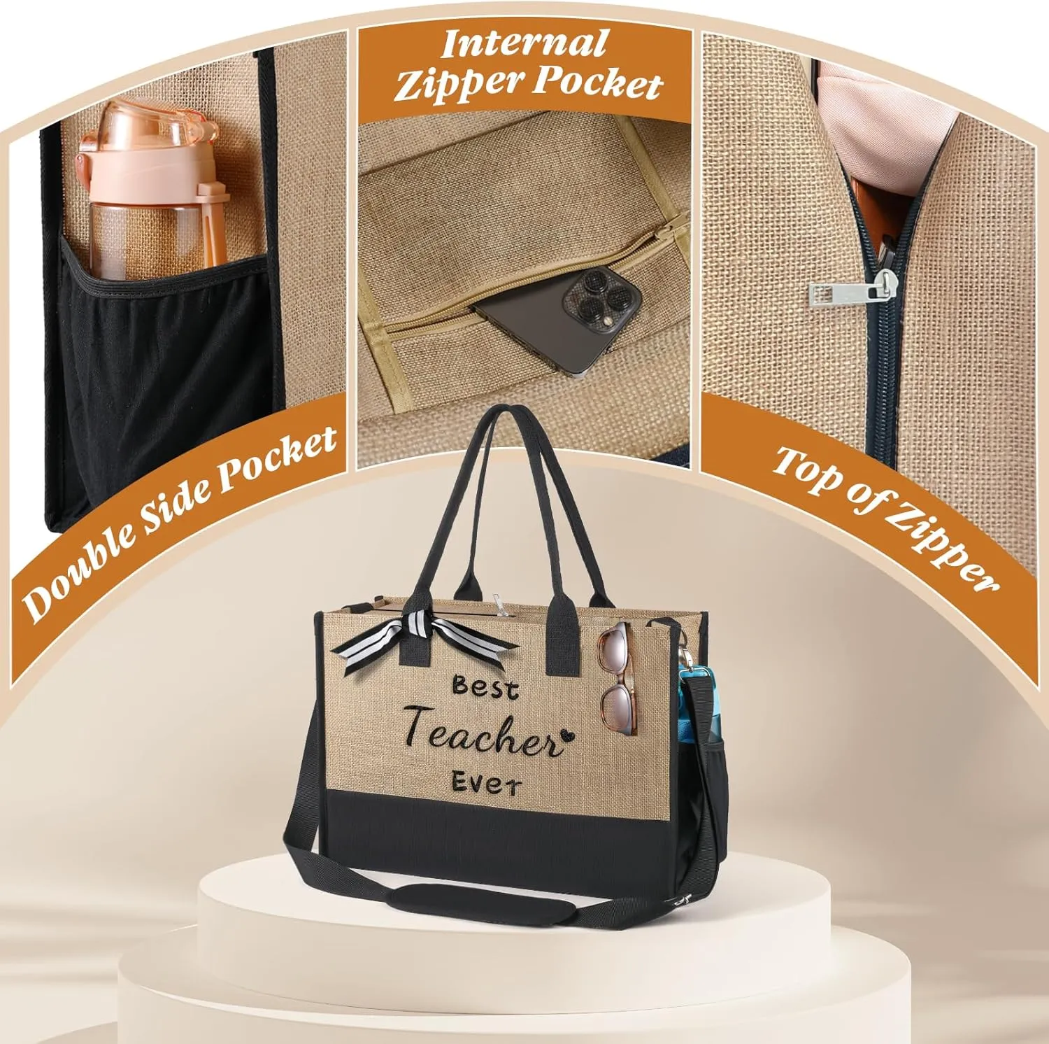 TRSODD Gigi Gifts for Grandma Gigi Mothers Day Gifts Birthday for Women Jute Embroidered Tote Bag and Makeup Bag