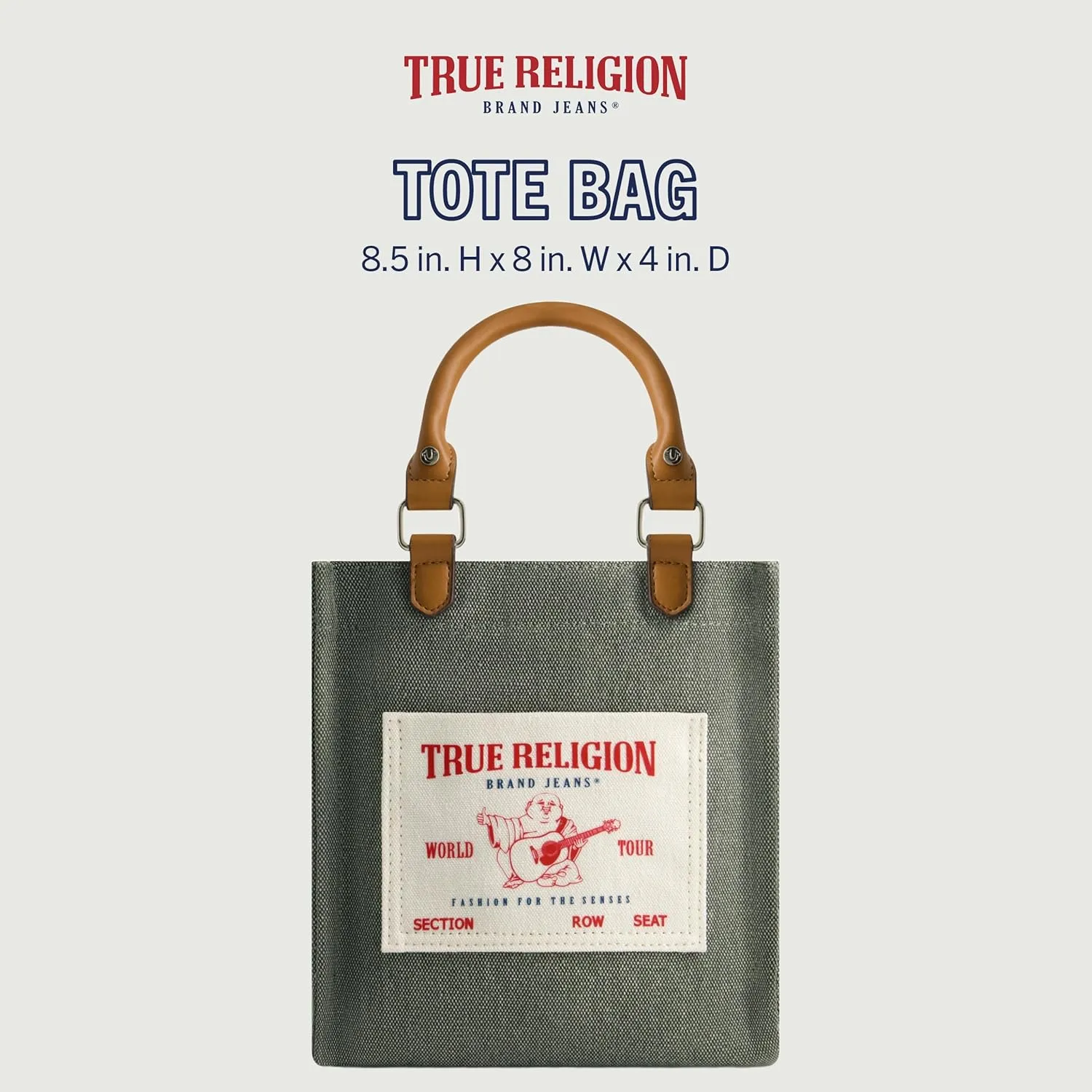 True Religion Women's Tote Bag, Buddha Pocket Travel Shoulder Handbag with Adjustable Removable Crossbody Strap