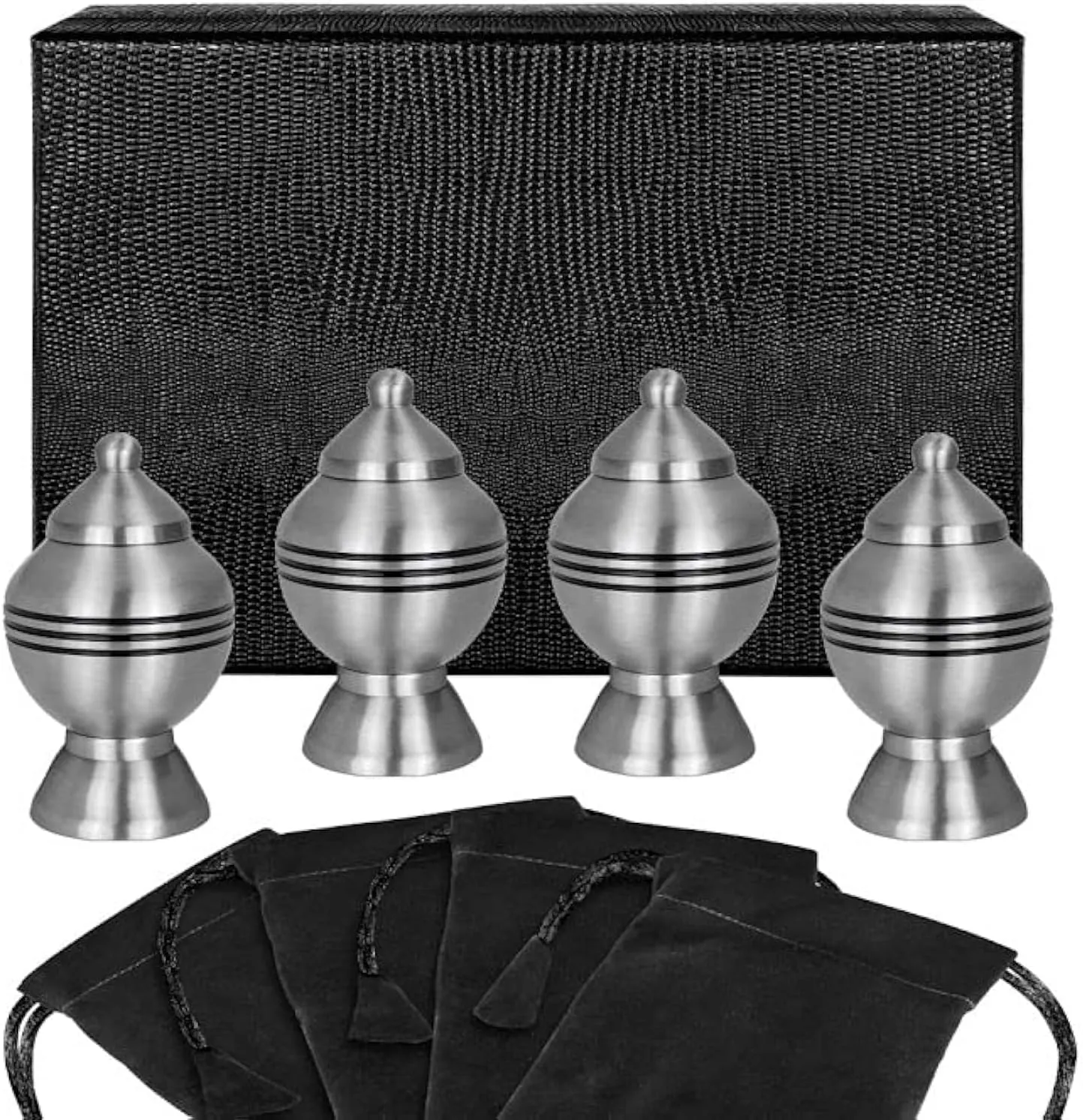 Trupoint Memorials Small Urns for Human Ashes Keepsake, Decorative Mini Cremation Urn for Adult Men & Women – Set of 4, Silver Chalice