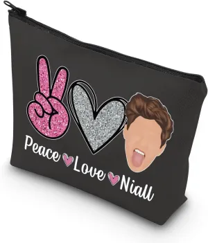 TSOTMO Boy Group Member Gift Peace Love Naill Gift For Women Zipper Pouch Makeup Bag (BLK-Love Niall)