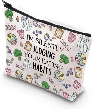 TSOTMO Dietitian Thank You Gift Medical Cosmetic Bag I'm Silently Judging Your Eating Habits Zipper Makeup Bag (JUDGING HABITS)