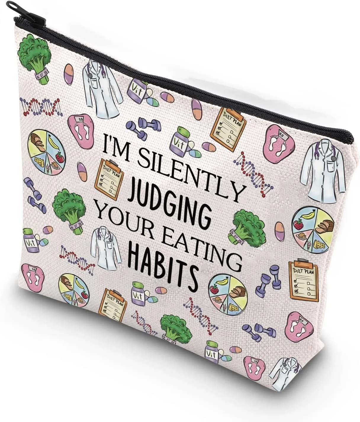 TSOTMO Dietitian Thank You Gift Medical Cosmetic Bag I'm Silently Judging Your Eating Habits Zipper Makeup Bag (JUDGING HABITS)