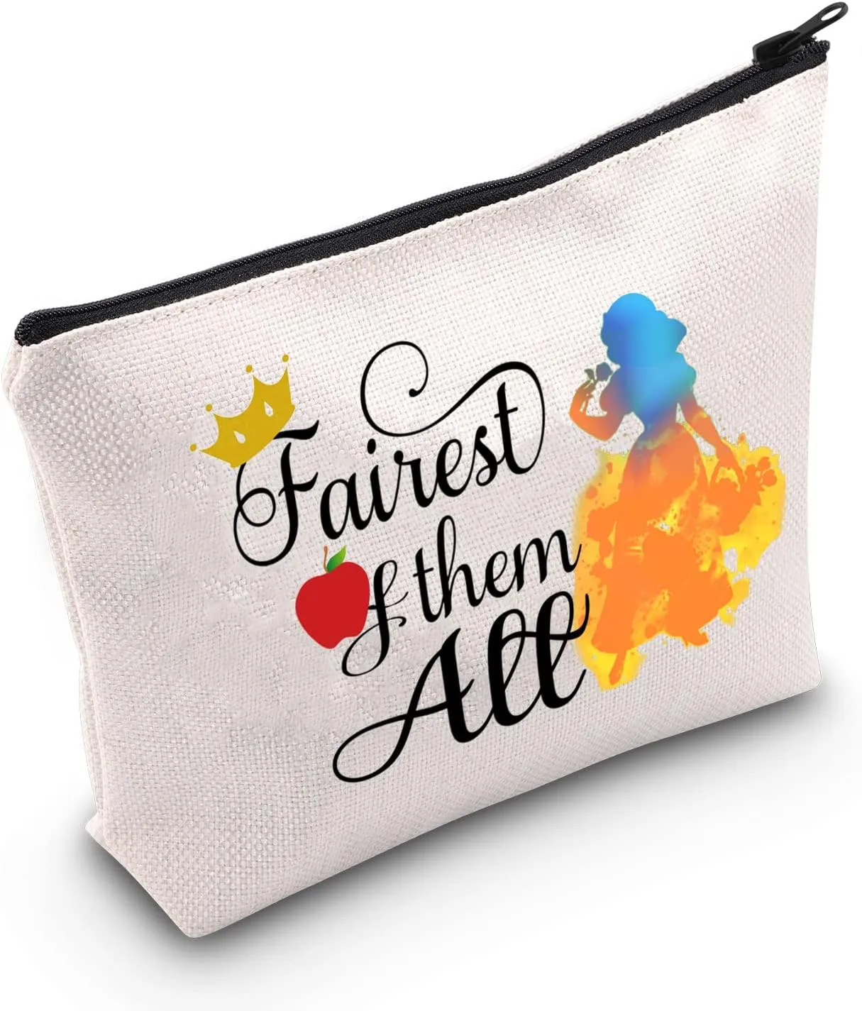 TSOTMO Fairytale Apple Princess Makeup Bag Movie Merchandise Zipper Pouch Fairy Tales Gift Princess Quote Fairest of them All Cosmetic Bag (Fairest)