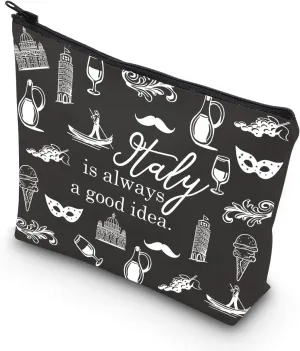 TSOTMO Italy Travel Gift Cosmetic Bag - Black - Rectangular - Zipper - Unisex-Adult - 8.27 x 6.69 x 6.69 inches - 0.05 kg - Adult - 1 Count