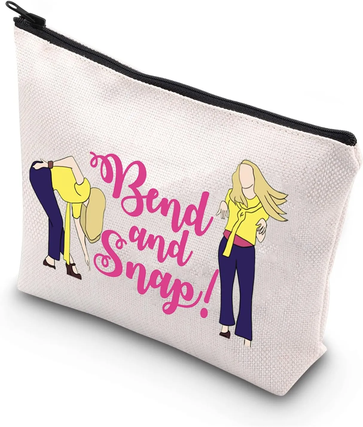 TSOTMO Novelty Classic Movie Inspired Elle Woods Bend and Snap Inspired Zipper Pouch Makeup Bag (Bend Snap)