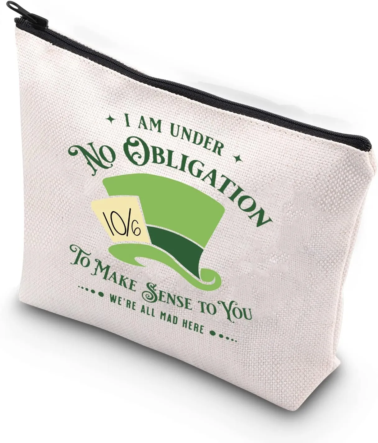 TSOTMO Wonderland Movie Inspired Hatter Zipper Cosmetic Bag Wonderland Movie Lover Inspirational Gift (NO OBLIGATION)