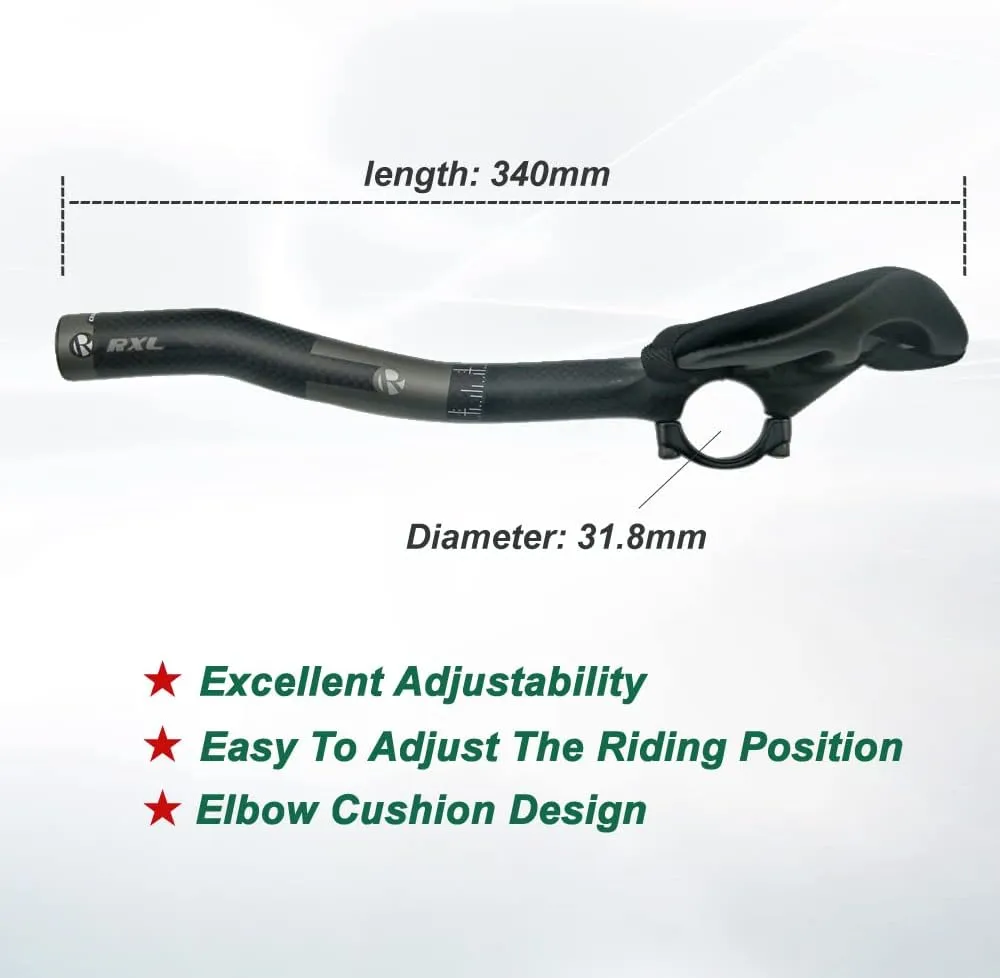 TT Bars Carbon Bike Areo Bars Bike Handlebar RXL SL Bullhorn Handlebars Carbon Aero Bars Aero Handlebars Black 3K Glossy 31.8X340mm Triathlon Aero Bars Bullhorn Bars Triathlon Handlebar Carbon Fiber