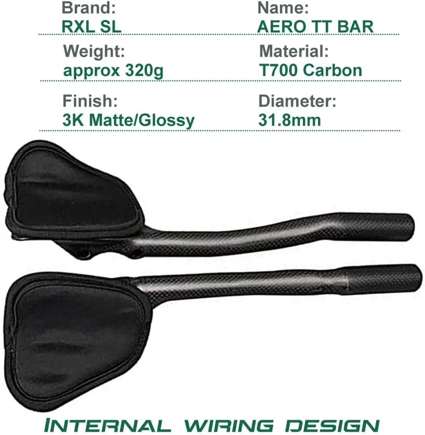 TT Bars Carbon Bike Areo Bars Bike Handlebar RXL SL Bullhorn Handlebars Carbon Aero Bars Aero Handlebars Black 3K Glossy 31.8X340mm Triathlon Aero Bars Bullhorn Bars Triathlon Handlebar Carbon Fiber