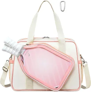 TuErcao Pickleball Bags for Women, Pickleball Gifts Cute Pickleball Paddle Bag for Men Tennis Tote Bag with Fence Hook Accessories