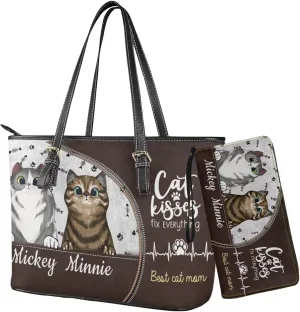 Tuoxiukan Personalized Handbags and Wallet Set for Women Clutch Purse Custom Name Tote Bag Customized Gifts for Mom