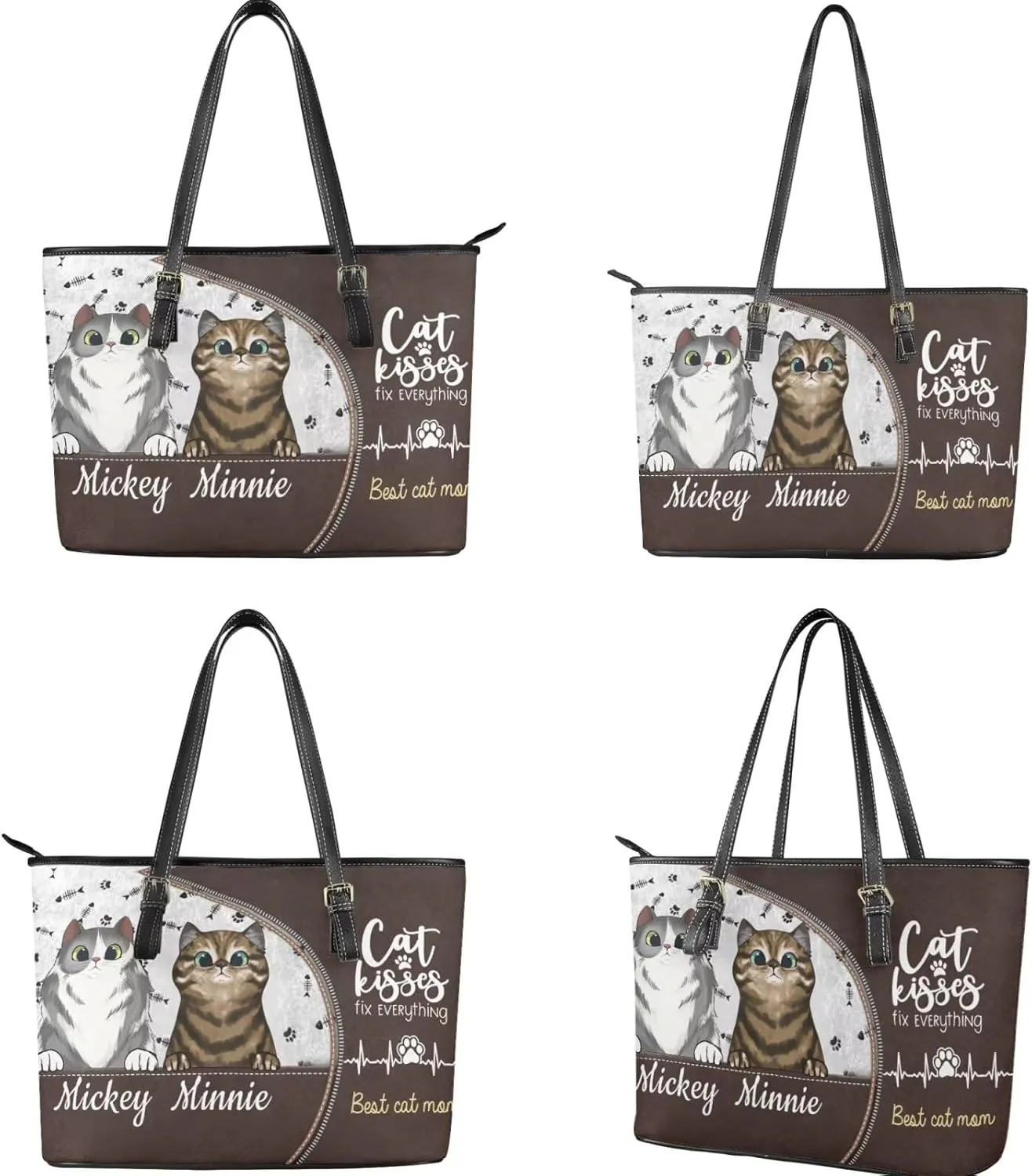 Tuoxiukan Personalized Handbags and Wallet Set for Women Clutch Purse Custom Name Tote Bag Customized Gifts for Mom