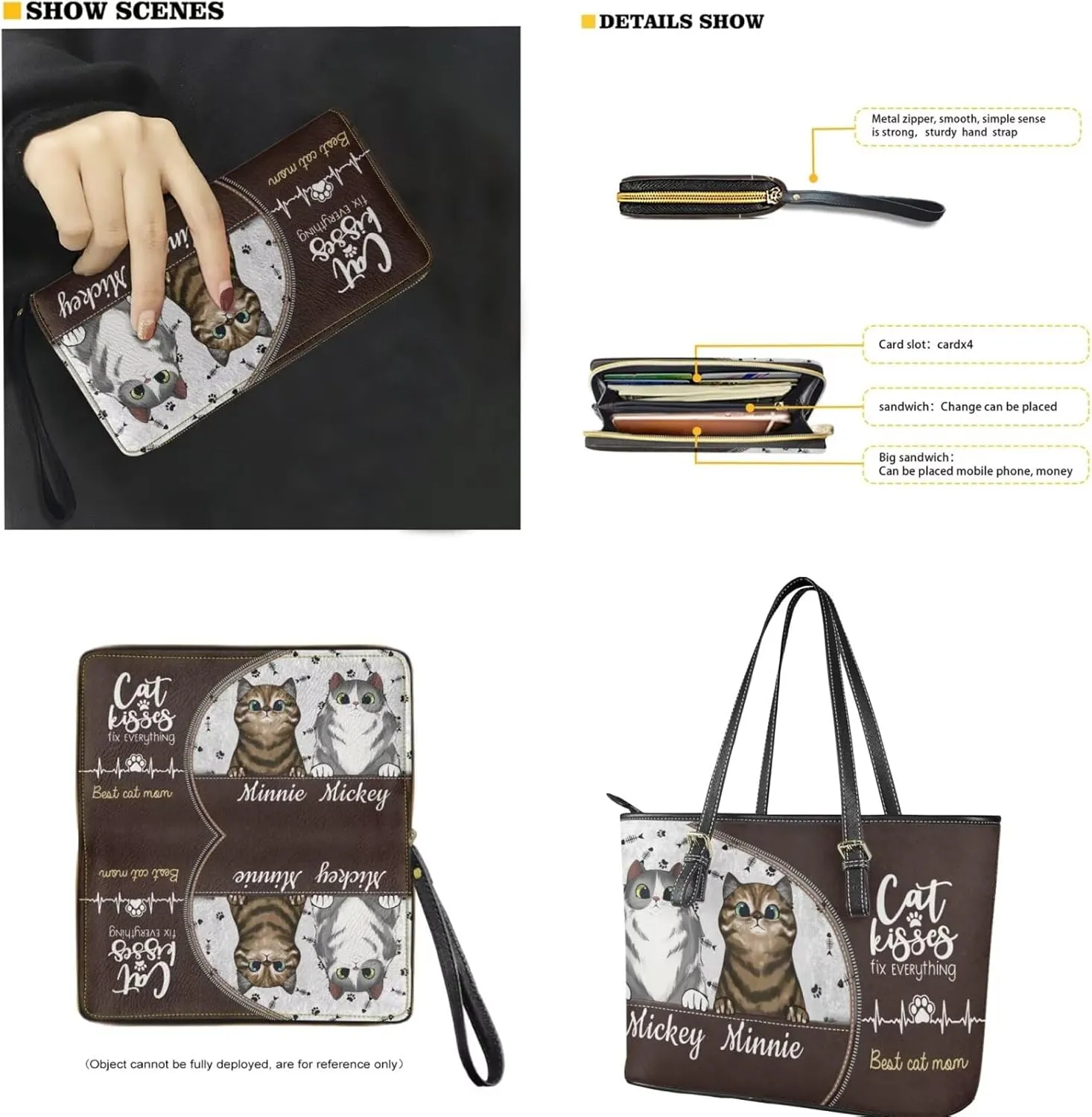 Tuoxiukan Personalized Handbags and Wallet Set for Women Clutch Purse Custom Name Tote Bag Customized Gifts for Mom