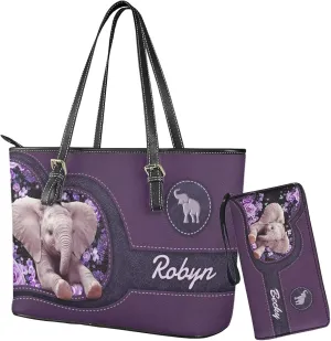 Tuoxiukan Personalized Handbags and Wallet Set for Women Clutch Purse Custom Name Tote Bag Customized Gifts for Mom