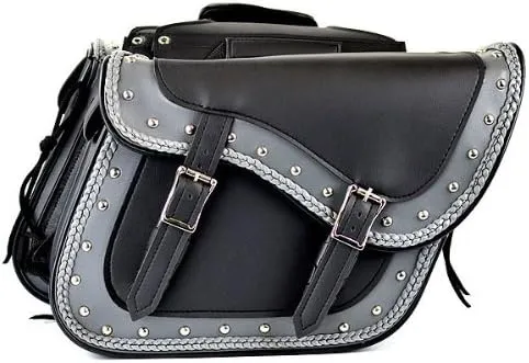 Two Tone Braided Motorcycle Saddlebags