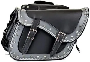 Two Tone Braided Motorcycle Saddlebags