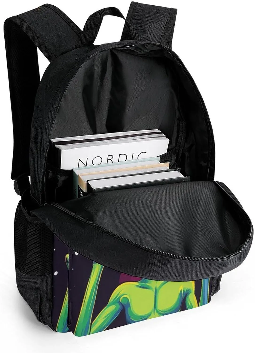 Ufo Rainbow Alien Art Daypack Backpack Polyester Multipurpose Anti-Theft Shoulder Bag Big Capacity Gym Outdoor Hiking Backpack With Smooth Zippers