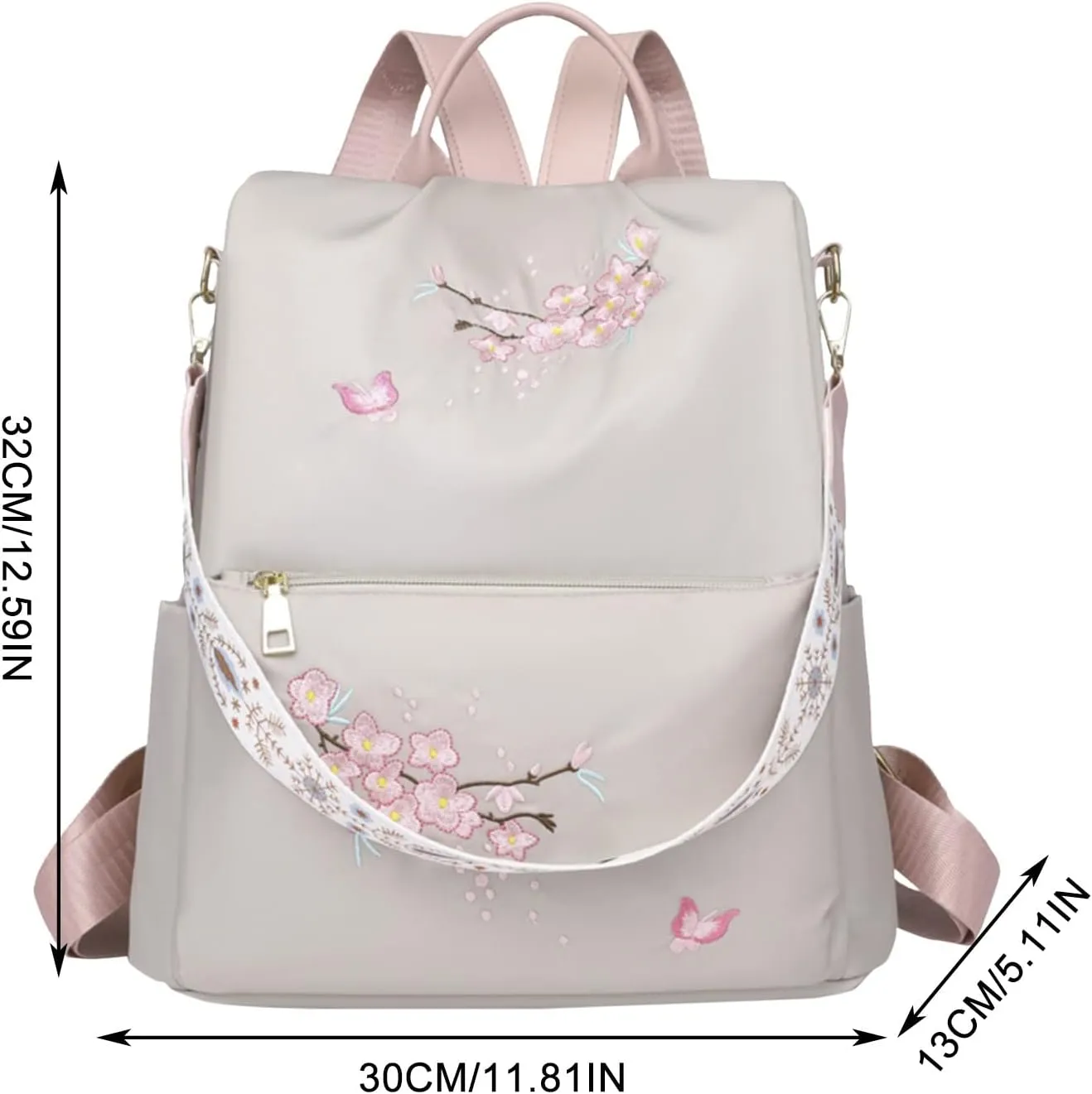 UK Popular Nylon s Beige Pen Bag In Backpack Women School Bags Messenger Computer Bag for (Green, One Size)