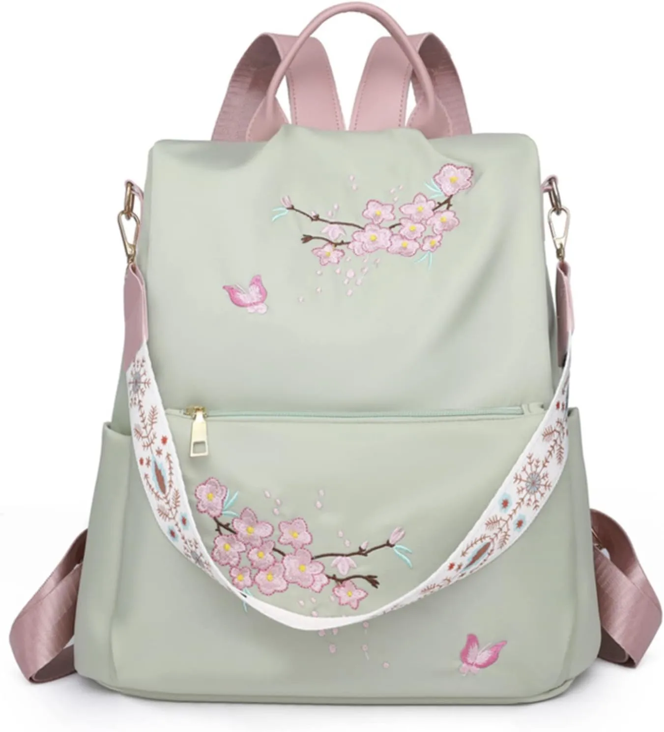 UK Popular Nylon s Beige Pen Bag In Backpack Women School Bags Messenger Computer Bag for (Green, One Size)