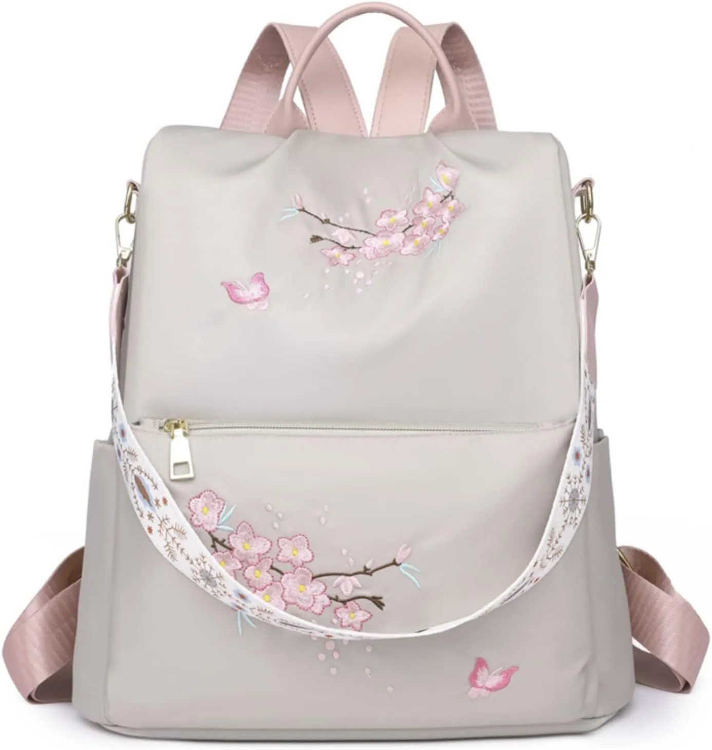 UK Popular Nylon s Beige Pen Bag In Backpack Women School Bags Messenger Computer Bag for (White, One Size)