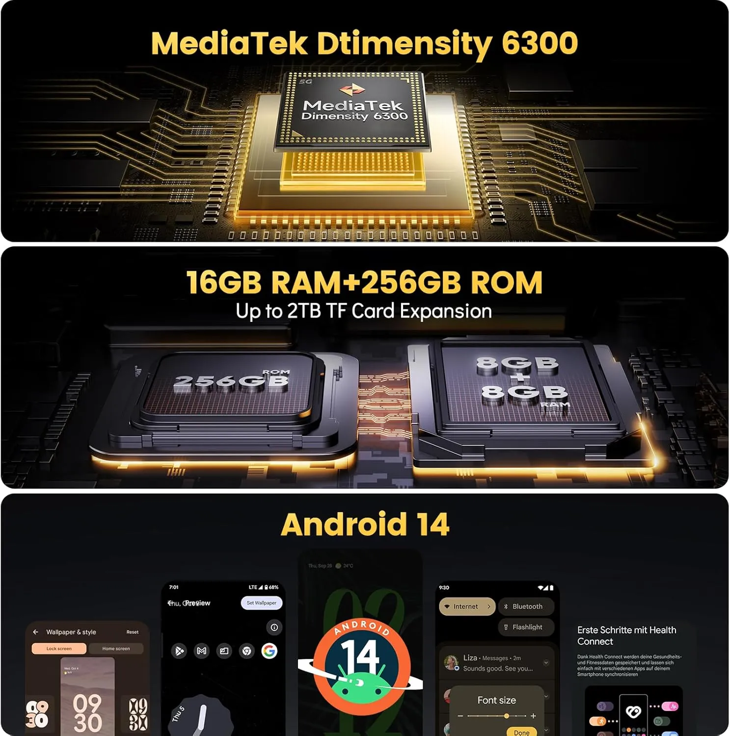 Ulefone Armor X31 Pro 5G Rugged Smartphone (2025), 16GB 256GB, MTK Dimensity 6300 64MP Main Cam   25MP Night Vision Cam, 6050mAh 6.56" 120Hz Android 14 Phone Dual SIM Independent Flashlight- Black