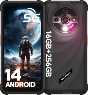 Ulefone Armor X31 Pro 5G Rugged Smartphone (2025), 16GB 256GB, MTK Dimensity 6300 64MP Main Cam   25MP Night Vision Cam, 6050mAh 6.56" 120Hz Android 14 Phone Dual SIM Independent Flashlight- Black