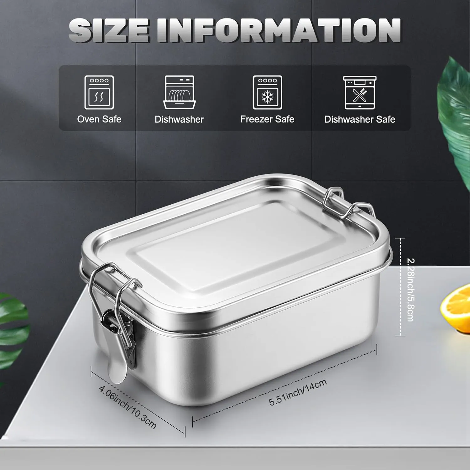 Umigy 8 Pcs Stainless Steel Food Containers Metal Bento Lunch Box Stainless Steel Food Storage Containers, Lockable Clips to Leak Proof, Reusable Dishwasher Snack Boxes for Work, Picnic (550ml)