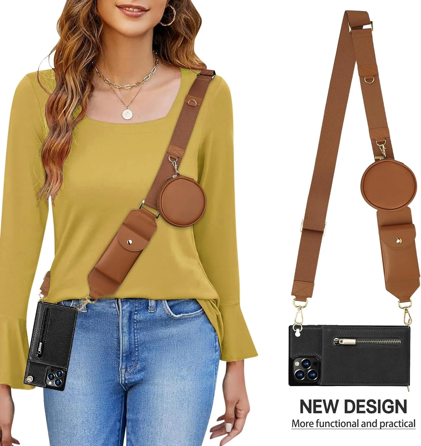 Unaone Crossbody Strap Replacement, Adjustable Crossbody Bag Straps for Purse, Handbag Shoulder Strap with Coin Purse