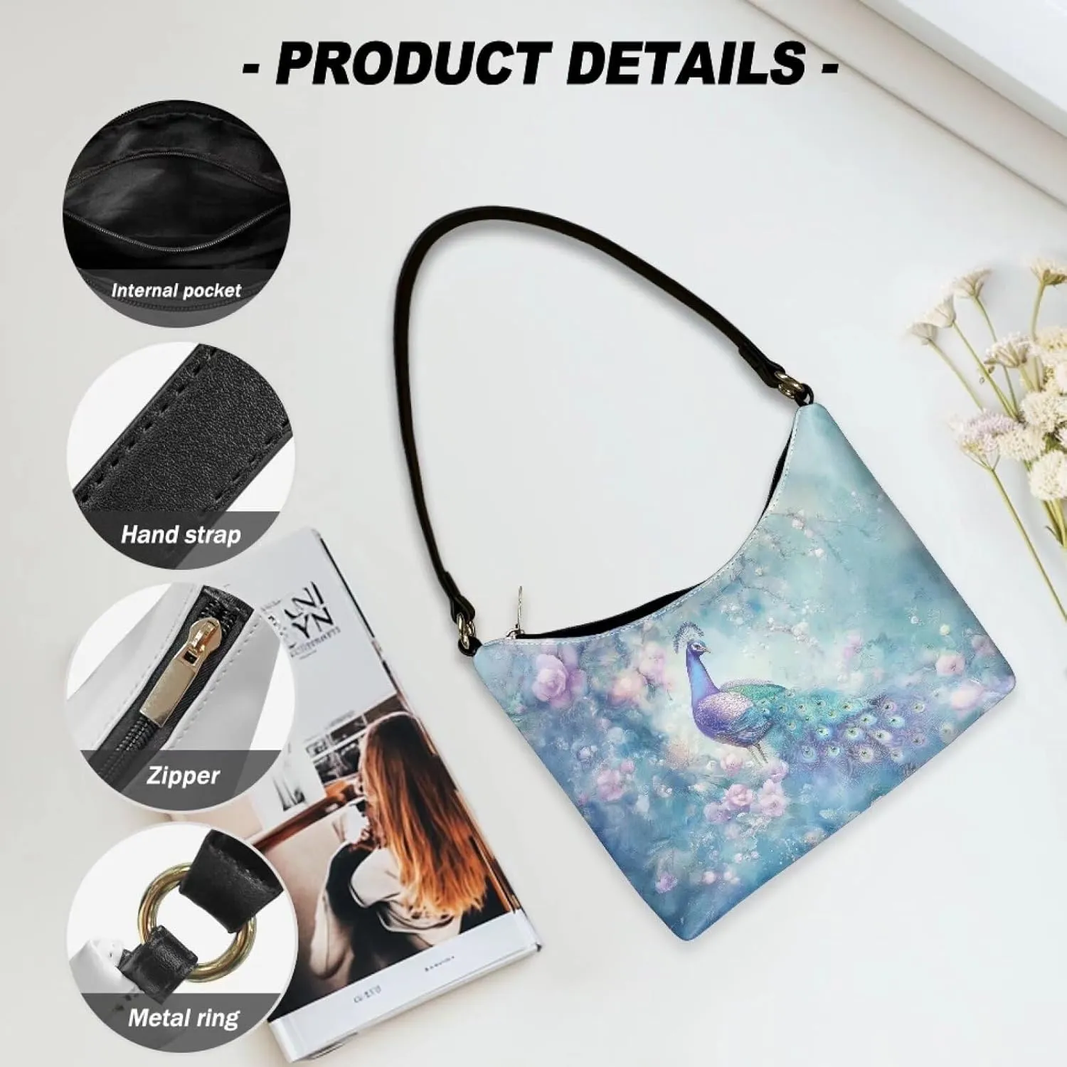 Underarm Shoulder Bag for Women Handbag with Zipper Fashion Top Handle Bag Work Travel Wallet Purse