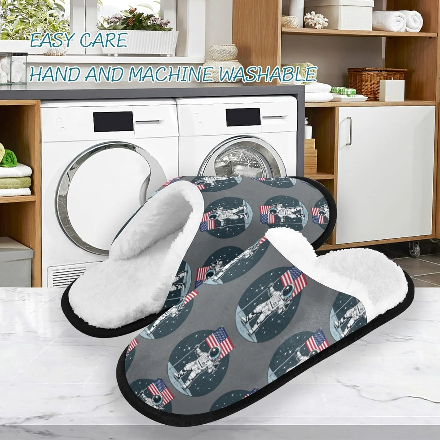 Unisex Slippers Fuzzy Feet Plush Cotton Slippers Anti-Slip Warm House Shoes M/L