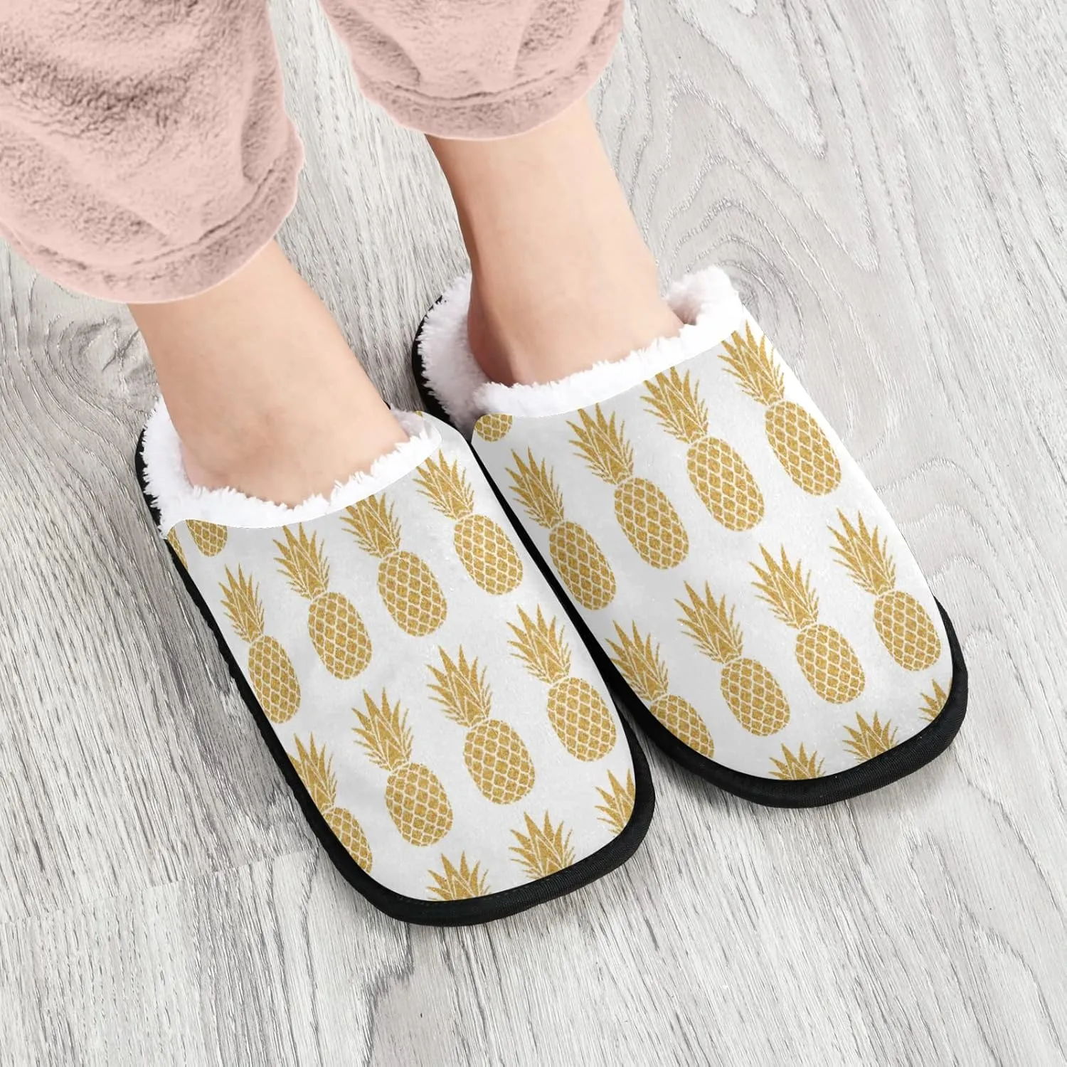 Unisex Slippers Fuzzy Feet Plush Cotton Slippers Anti-Slip Warm House Shoes M/L