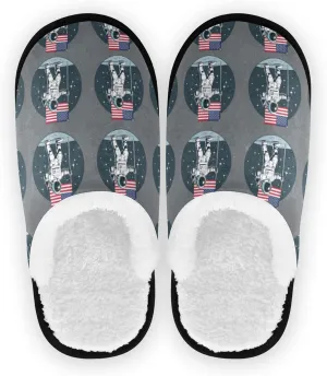 Unisex Slippers Fuzzy Feet Plush Cotton Slippers Anti-Slip Warm House Shoes M/L