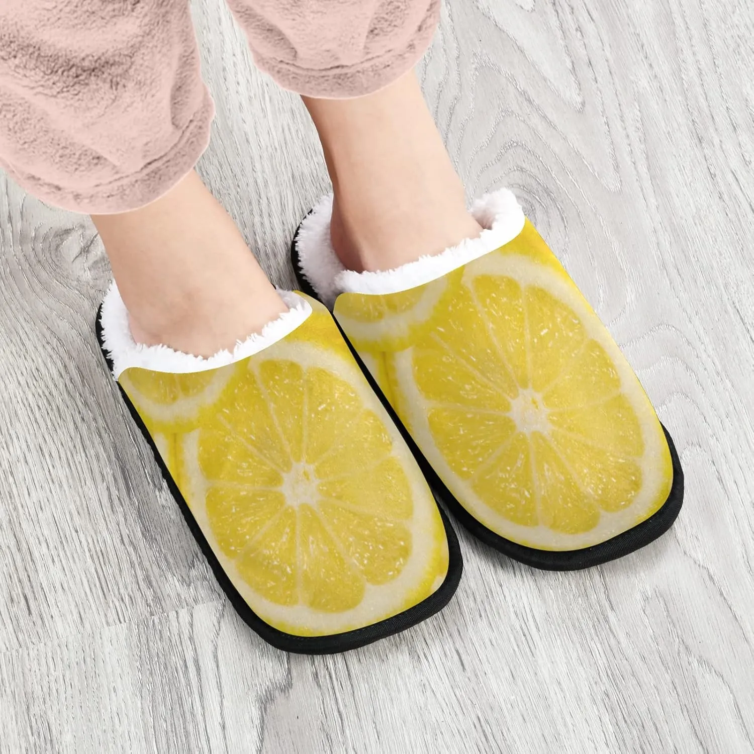 Unisex Slippers Fuzzy Feet Plush Cotton Slippers Anti-Slip Warm House Shoes M/L