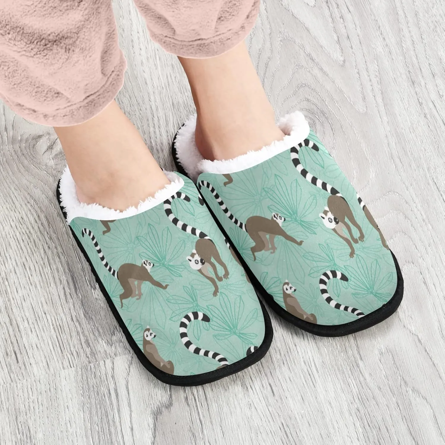 Unisex Slippers Fuzzy Feet Plush Cotton Slippers Anti-Slip Warm House Shoes M/L