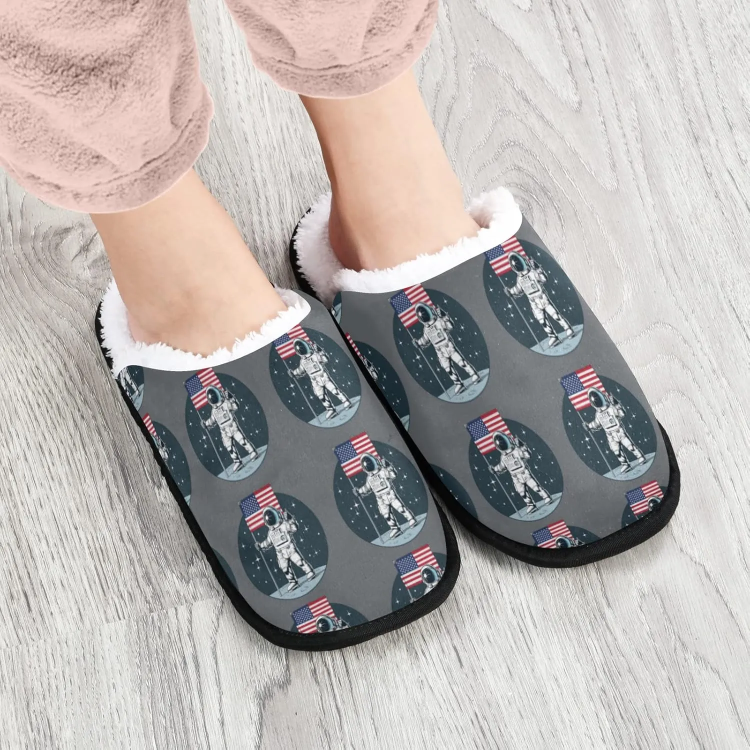 Unisex Slippers Fuzzy Feet Plush Cotton Slippers Anti-Slip Warm House Shoes M/L