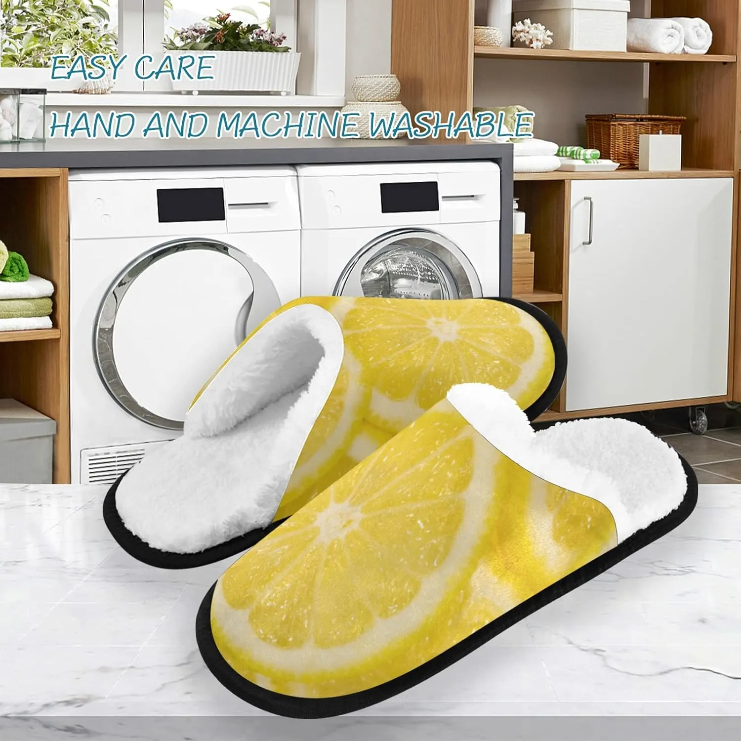 Unisex Slippers Fuzzy Feet Plush Cotton Slippers Anti-Slip Warm House Shoes M/L
