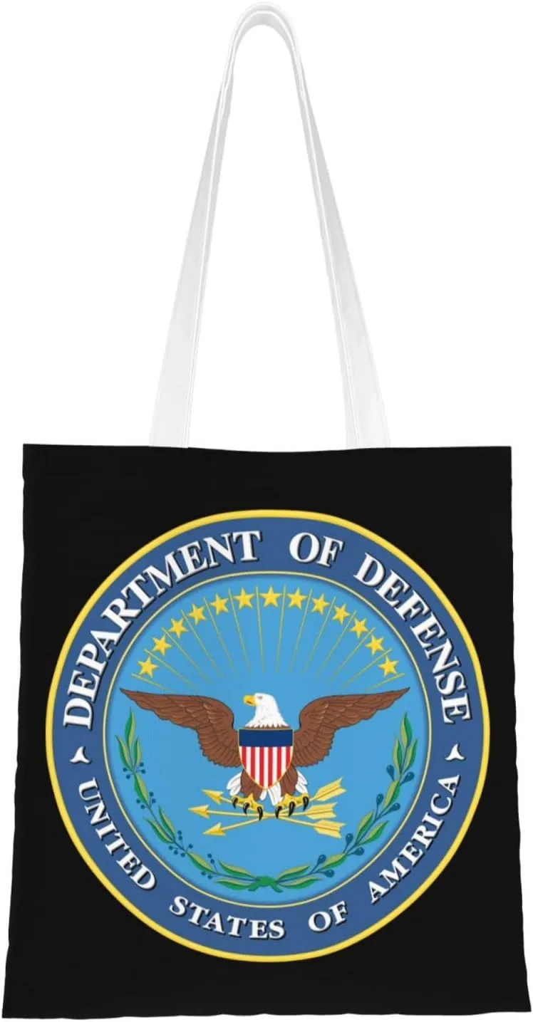 United States Department of Defense Seal Tote Bag for Women Canvas Shopping Bags Reusable Large Capacity Casual Shoulder Handbags Grocery Bags DIY Gift Bags