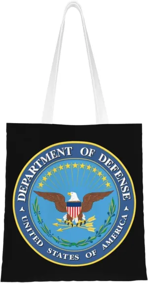 United States Department of Defense Seal Tote Bag for Women Canvas Shopping Bags Reusable Large Capacity Casual Shoulder Handbags Grocery Bags DIY Gift Bags