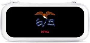 United States Lowa Flag Logo Compatible with Switch Carrying Case Hard Travel Game Bag Pouch with 15 Games Accessories