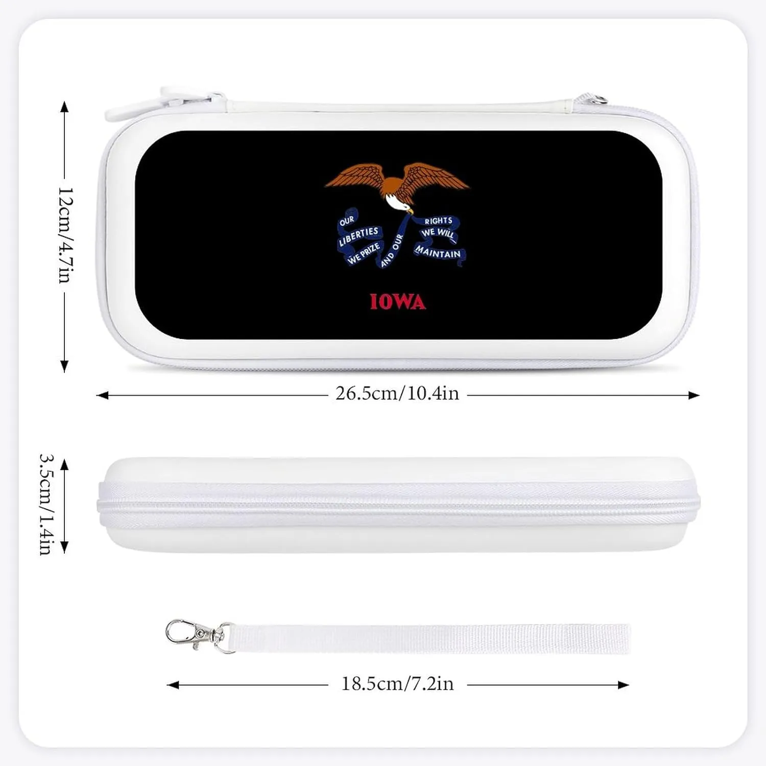 United States Lowa Flag Logo Compatible with Switch Carrying Case Hard Travel Game Bag Pouch with 15 Games Accessories